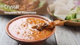  Presentation with sate - Audience pleasing theme consisting of chicken sate with delicious peanut backdrop and a coral colored foreground