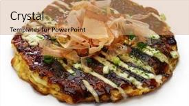  Presentation with pancake - Presentation theme consisting of okonomiyaki is a japanese savory background and a tawny brown colored foreground