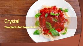 Presentation with sauce - Colorful PPT layouts enhanced with pasta with tomato sauce backdrop and a tawny brown colored foreground