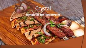  Presentation with traditional culture - PPT theme featuring traditional middle eastern kebab background and a tawny brown colored foreground