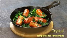  Presentation with italian cuisine - Slides enhanced with salsiccia-e-cime-di-rapa background and a tawny brown colored foreground