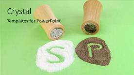  Presentation with pepper - Slide deck featuring salt and pepper shakers on color background background and a mint green colored foreground