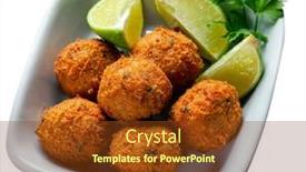  Presentation with lemon - Audience pleasing theme consisting of salt-cod-fritters-with-pieces backdrop and a tawny brown colored foreground