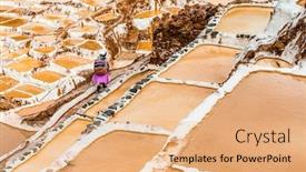  Presentation with salt - Beautiful PPT theme featuring salt-extraction-in-peru-workers backdrop and a coral colored foreground