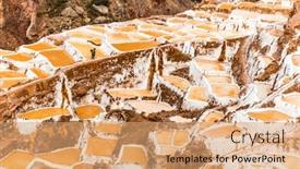  Presentation with salt - Slide set with salt-extraction-in-peru-workers background and a coral colored foreground