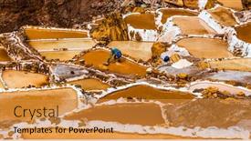  Presentation with salt - Presentation theme having salt-extraction-in-peru-workers background and a gold colored foreground