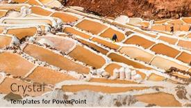  Presentation with inca machu picchu peru view - Beautiful presentation theme featuring salt-extraction-in-peru-workers backdrop and a coral colored foreground