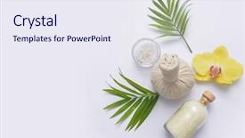  Presentation with palm oil - Beautiful PPT theme featuring salt in bowl on grey backdrop and a sky blue colored foreground