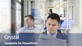  Presentation with newspaper - PPT layouts consisting of salt lake city - businessman reading newspaper on train background and a ocean colored foreground