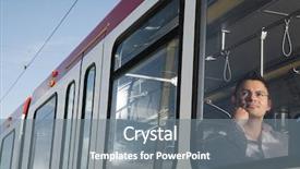  Presentation with salt lake city - PPT theme with salt lake city - man on light rail background and a gray colored foreground