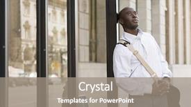  Presentation with bus stop - Cool new presentation theme with salt lake city - man waiting at bus stop backdrop and a gray colored foreground