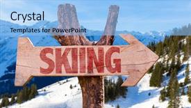  Presentation with skiing - Cool new slide set with salt lake city - skiing arrow with winter background backdrop and a light blue colored foreground