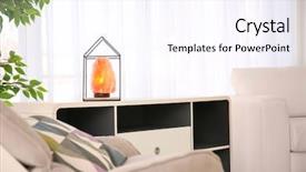  Presentation with pink himalayan salt himalayan salt - Slides with salt lamp on shelving unit background and a sky blue colored foreground