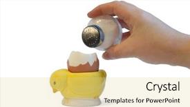  Presentation with salt - Slide set consisting of salt on a boiled egg background and a  colored foreground