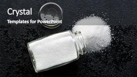  Presentation with table salt - Slide set consisting of salt shaker on black kitchen background and a dark gray colored foreground