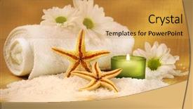  Presentation with water drop green planet - Amazing presentation theme having salt stress - starfish and green candle near backdrop and a  colored foreground