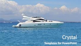  Presentation with luxury yacht - Amazing PPT theme having salt water - luxury yacht in turquoise illetes backdrop and a  colored foreground