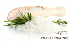  Presentation with crystal - Presentation theme having salt with fresh rosemary background and a cream colored foreground