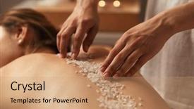  Presentation with mycobacterium tuberculosis treatment - Presentation design featuring saltbed - beautiful woman having exfoliation treatment background and a coral colored foreground