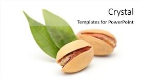  Presentation with green leaves - Slide deck with salted and roasted pistachio nuts background and a white colored foreground
