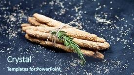  Presentation with restaurant menu black board chalkboard - Audience pleasing slide set consisting of salted bread sticks with sesame backdrop and a ocean colored foreground