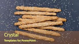  Presentation with snack gluten free food various - Presentation design featuring salted bread sticks with sesame background and a tawny brown colored foreground