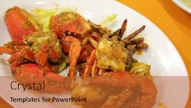  Presentation with crabs - Presentation theme with salted-egg-fried-crabs-traditional background and a red colored foreground