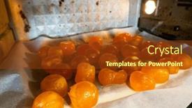  Presentation with step - PPT theme consisting of salted-egg-yolks-are-being background and a tawny brown colored foreground