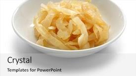  Presentation with jellyfish - Slide deck having salted jellyfish shreds chinese foodstuff background and a light gray colored foreground