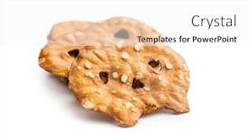 Presentation with flat - Beautiful theme featuring salted-mini-flat-pretzels-isolated backdrop and a white colored foreground