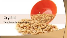  Presentation with peanuts - Beautiful presentation featuring salted peanuts in orange bowls isolated over white backdrop and a yellow colored foreground