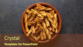  Presentation with bowl - Slide deck featuring salted-pretzel-sticks-salted-crackers background and a tawny brown colored foreground