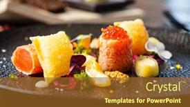  Presentation with food chips - Presentation theme enhanced with salted-scottish-salmon-with-trout background and a tawny brown colored foreground