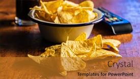  Presentation with nachos - Cool new slides with salted-tortilla-chips-yellow-nachos backdrop and a gold colored foreground