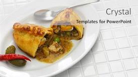  Presentation with cookies chocolate filling - Cool new slide deck with saltena-bolivian-juicy-filling-empanada backdrop and a white colored foreground