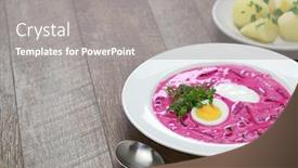  Presentation with kefir - PPT theme with saltibarscai-cold-beet-soup background and a gray colored foreground
