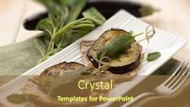  Presentation with selective vision - Presentation theme enhanced with saltimbocca with eggplants selective focus background and a tawny brown colored foreground