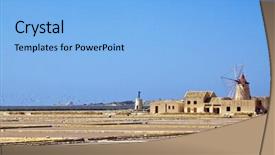  Presentation with ponds - Beautiful theme featuring saltpan - salt evaporation ponds and windmill backdrop and a light blue colored foreground