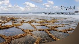  Presentation with ponds - Theme consisting of saltpan - salt evaporation ponds off background and a light blue colored foreground