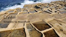  Presentation with ponds - PPT theme having saltpan - salt evaporation ponds off background and a coral colored foreground