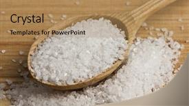  Presentation with spoon - Slide deck with saltsalt - salt on wood spoon closeup background and a  colored foreground