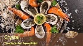  Presentation with seafood - Audience pleasing presentation theme consisting of saltwater crabs - fresh seafood on black stone backdrop and a tawny brown colored foreground