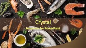  Presentation with seafood - Audience pleasing slides consisting of saltwater crabs - fresh seafood on black stone backdrop and a tawny brown colored foreground