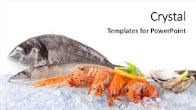  Presentation with seafood - Beautiful slide deck featuring saltwater crabs - fresh seafood on crushed ice backdrop and a white colored foreground