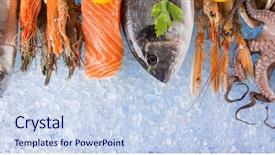  Presentation with seafood - Slide deck consisting of saltwater crabs - fresh seafood on crushed ice background and a sky blue colored foreground