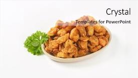  Presentation with salty - Audience pleasing PPT layouts consisting of salty pork greaves on white backdrop and a white colored foreground