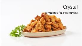  Presentation with salty - Beautiful PPT theme featuring salty pork greaves on white backdrop and a  colored foreground