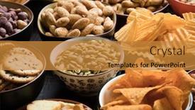  Presentation with salty - Audience pleasing slides consisting of salty snacks served as party backdrop and a gold colored foreground
