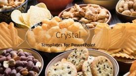  Presentation with snacks - Beautiful theme featuring salty-snacks-served-as-party backdrop and a gold colored foreground