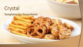  Presentation with salty - Slide deck consisting of potato wheat chips - salty snacks background and a cream colored foreground